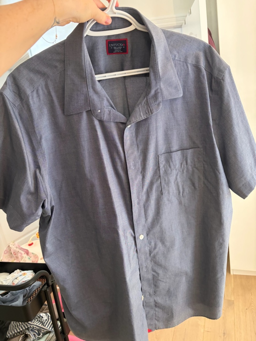 UNTUCKit Short-Sleeve Button-Down Shirt in Slate Blue